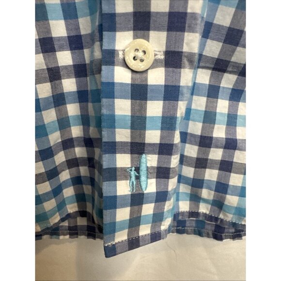 Johnnie O Hangin’ Out Men’s Caiden Blue Plaid Button Down Shirt Sz L Beach - Picture 5 of 12